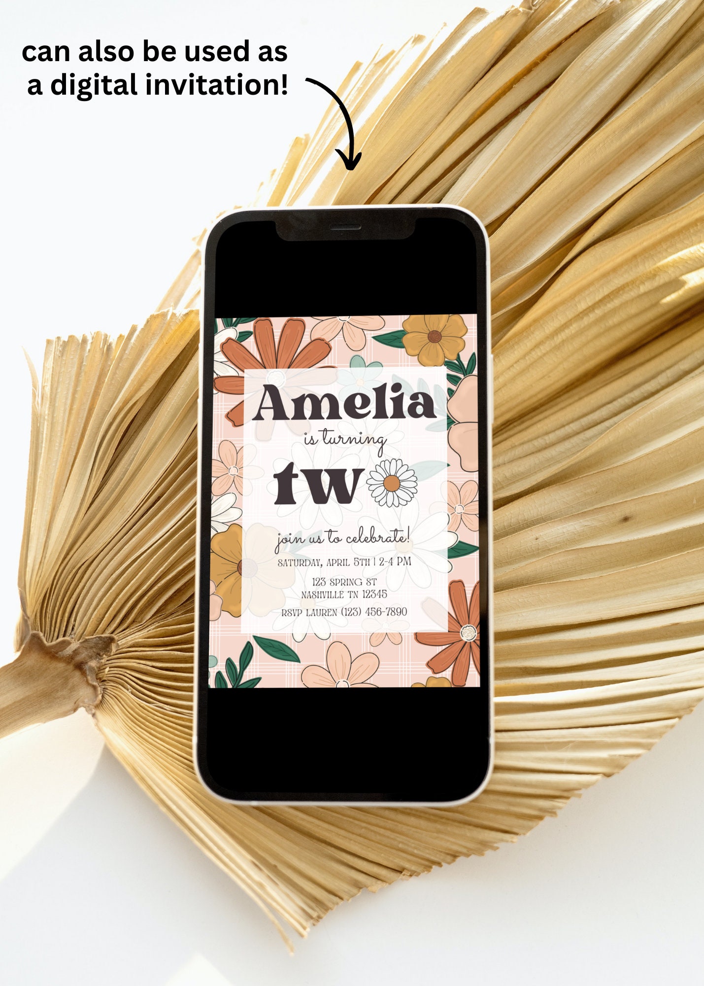 Second Birthday | Invitation Template | Floral 2nd Birthday | Girl ...