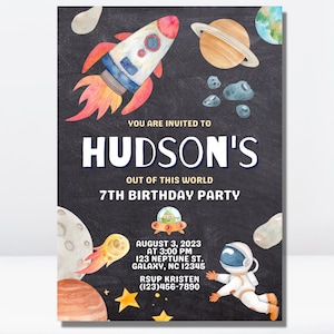 Outer Space Birthday Party Invitation | Editable Birthday Party Invitation Template | Astronaut Invitation | Planets Birthday Invite
