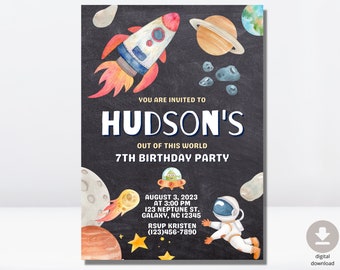 Invito festa di compleanno nello spazio esterno/Modello modificabile di invito festa di compleanno/Invito astronauta/Invito compleanno pianeti