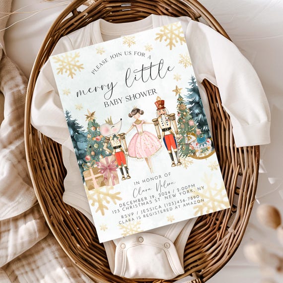 Nutcracker Baby Shower, Winter Baby Shower, Christmas Baby, Holiday Baby Shower, Christmas Shower, Baby Shower Invite, A156