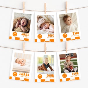 One Happy Dude Photo Banner, Printable First Year Milestone Photos Banner, Instant Download, Editable Template, A145