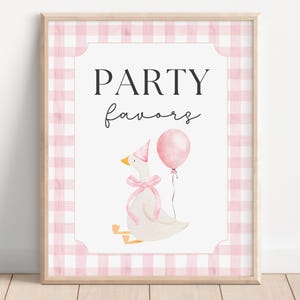 Pink One Silly Goose Party Favors Sign, Goose Birthday, Editable Template, First Birthday, Silly Goose Birthday, 1st Birthday Sign, A161