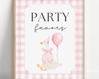 Pink One Silly Goose Party Favors Sign, Goose Birthday, Editable Template, First Birthday, Silly Goose Birthday, 1st Birthday Sign, A161