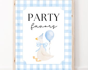 One Silly Goose Party Favors Sign, Goose Birthday, Editable Template, First Birthday, Silly Goose Birthday, 1st Birthday Sign, A161