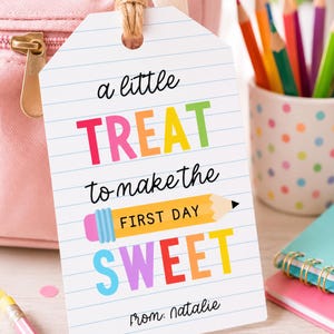 Printable First Day Of School Tag, School Gift Tag, Teacher Gift, Teacher Gift Tag, Classmates Gift, Back To School, School Treat Tag, A167