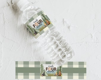 Happy Camper Birthday Party Printable Water Bottle Label Template, Instant Download, A106