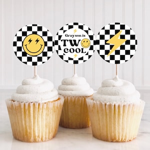Two Cool Cupcake Toppers, Two Cool Birthday, Second Birthday, 2nd Birthday, Two Cool Party, Cupcake Topper, Two Cool Cupcake, A136