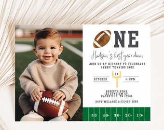 Invitation photo de première année de football, premier anniversaire de garçon, fête de football, anniversaire de football, sport, premier anniversaire de garçon, A101