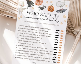 Who Said It Game, Spooky Baby Shower, Baby Shower Games, Halloween Baby, Halloween Shower, Fall Baby Shower, A132
