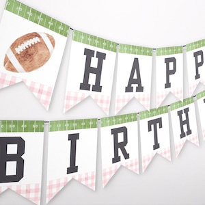 Afdrukbare First Year Down Football Happy Birthday banner, eerste verjaardag, instant download, voetbalverjaardag, voetbalbanner, A107