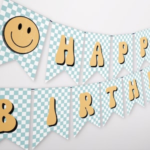 Printable Blue One Happy Dude Happy Birthday Banner | Instant Download | A102