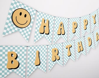 Printable Blue One Happy Dude Happy Birthday Banner | Instant Download | A102