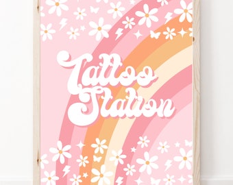 Groovy Birthday Tattoo Station Sign, Instant Download, Retro Birthday, Daisy Birthday, Hippie Birthday, Groovy Birthday, Editable, A142