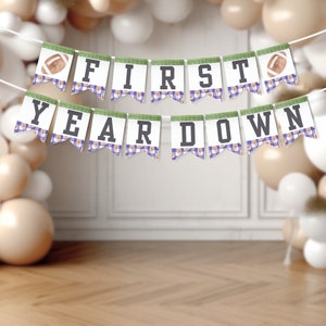Printable Football Banner, Football Birthday, Football Party, Birthday Banner, First Year Down, Football Decorations, Happy Birthday