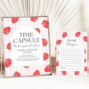 Strawberry Birthday Time Capsule, Berry First Birthday, Time Capsule Sign, Strawberry Sign, Berry 1st Birthday, Berry Time Capsule, A165