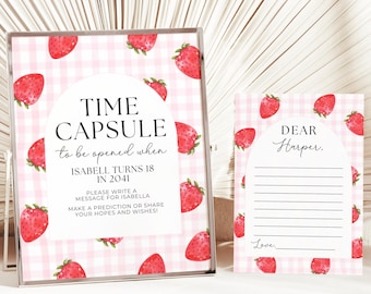 Strawberry Birthday Time Capsule, Berry First Birthday, Time Capsule Sign, Strawberry Sign, Berry 1st Birthday, Berry Time Capsule, A165