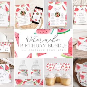One In A Melon First Birthday Bundle, Watermelon Birthday, Watermelon Party, Watermelon Invitation, 1st Birthday, Summer Birthday, A134