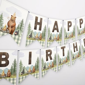 Druckbar Happy Camper Alles Gute zum Geburtstag Banner | Sofortdownload | Camping Geburtstag | A106