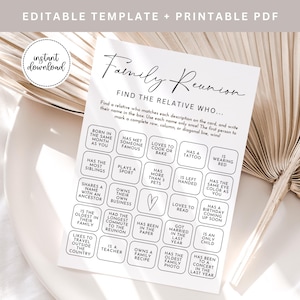 Family Reunion Bingo, Family Reunion Games, Family Reunion Ideas, Family Reunion Party, Family Gatherings, Printable Games, A155