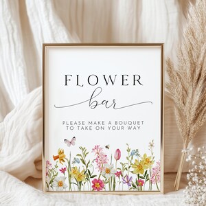 Wildflower Baby Shower Flower Bar Sign, Make A Bouquet, Instant Download, Editable Template, (8x10") A186