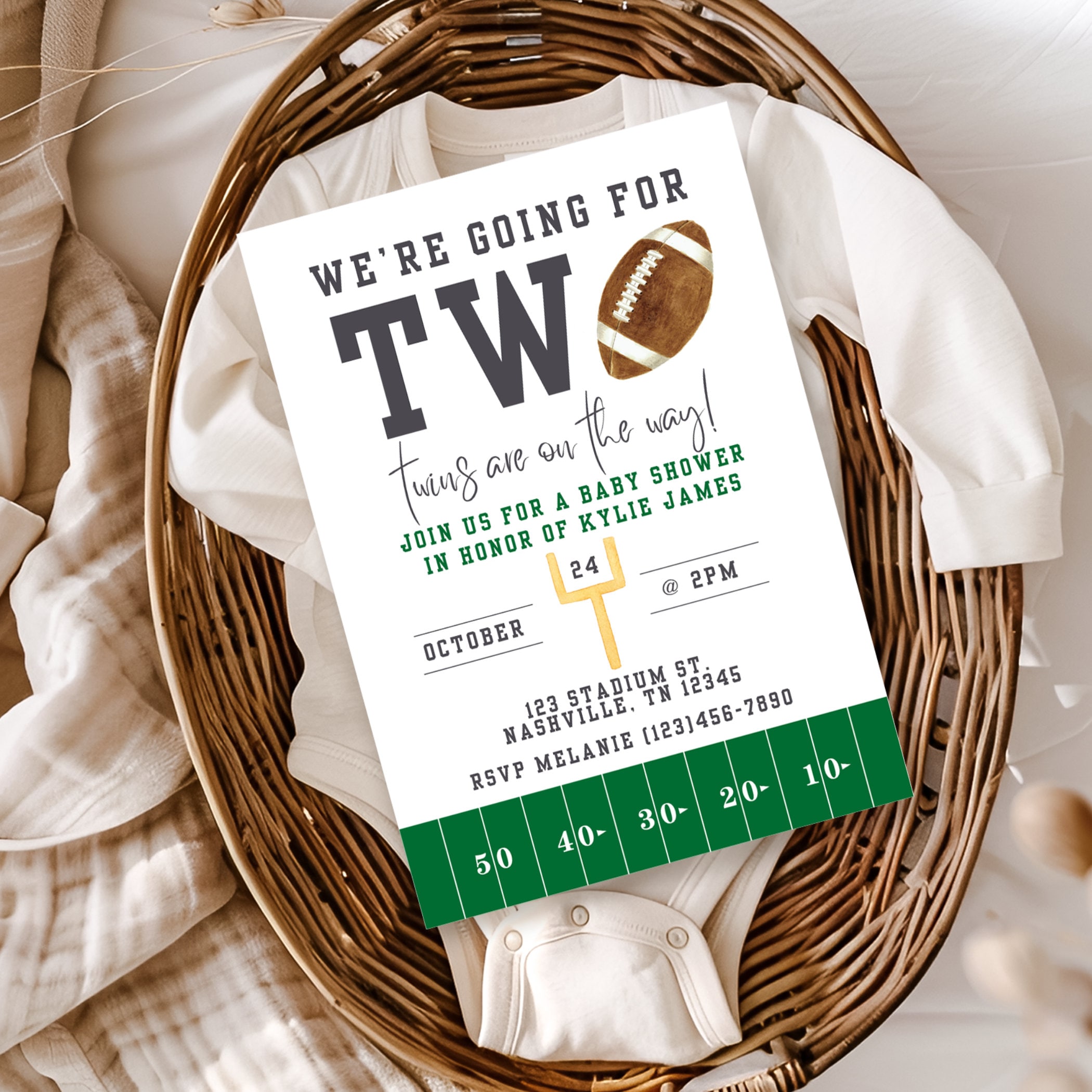 Football Baby Shower Decorations - Burlap Banner, Touchdown Sign, Game Time Party Supplies For Boys Or Twins