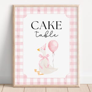 Pink One Silly Goose Cake Table Sign, Goose Birthday, Editable Template, First Birthday, Silly Goose Birthday, 1st Birthday Sign, A161