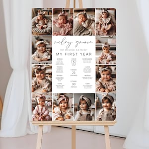 Tableau d'étape premier anniversaire, affiche d'étape importante pour bébé, panneau 1er anniversaire, affiche d'anniversaire, panneau d'étape, minimaliste moderne, A141