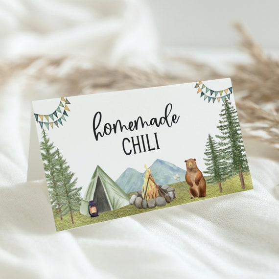 One Happy Camper Food Tent Labels, Printable Food Labels, 1st Birthday, Instant Download, Camping 1st Birthday, Camping Party, A106