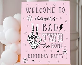 Bad Two The Bone Birthday Welcome Sign, Second Birthday, Bad To The Bone, 2nd Birthday, Bad 2 The Bone, Halloween Birthday, A171
