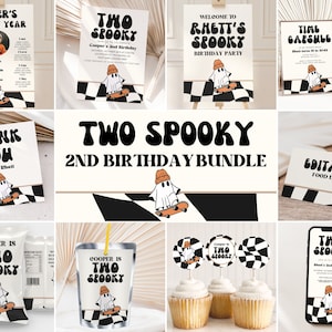 Two Spooky Halloween Birthday, Birthday Bundle, Birthday Invitation, Two Spooky Party, Editable Template, Two Spooky Birthday, A144