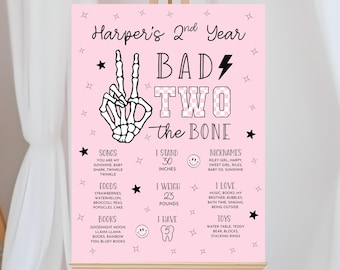 Bad Two The Bone Birthday Milestone Poster, Second Birthday, Bad To The Bone, 2nd Birthday, Bad 2 The Bone, Halloween Birthday, A171