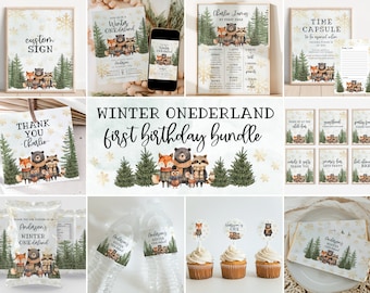 Invitación de primer cumpleaños de Winter Onederland, 1er cumpleaños de invierno, cumpleaños de invierno, invitación de copo de nieve, descarga instantánea, A119