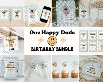 One Happy Dude Birthday Party Bundle | Instant Download | Editable Templates | A102