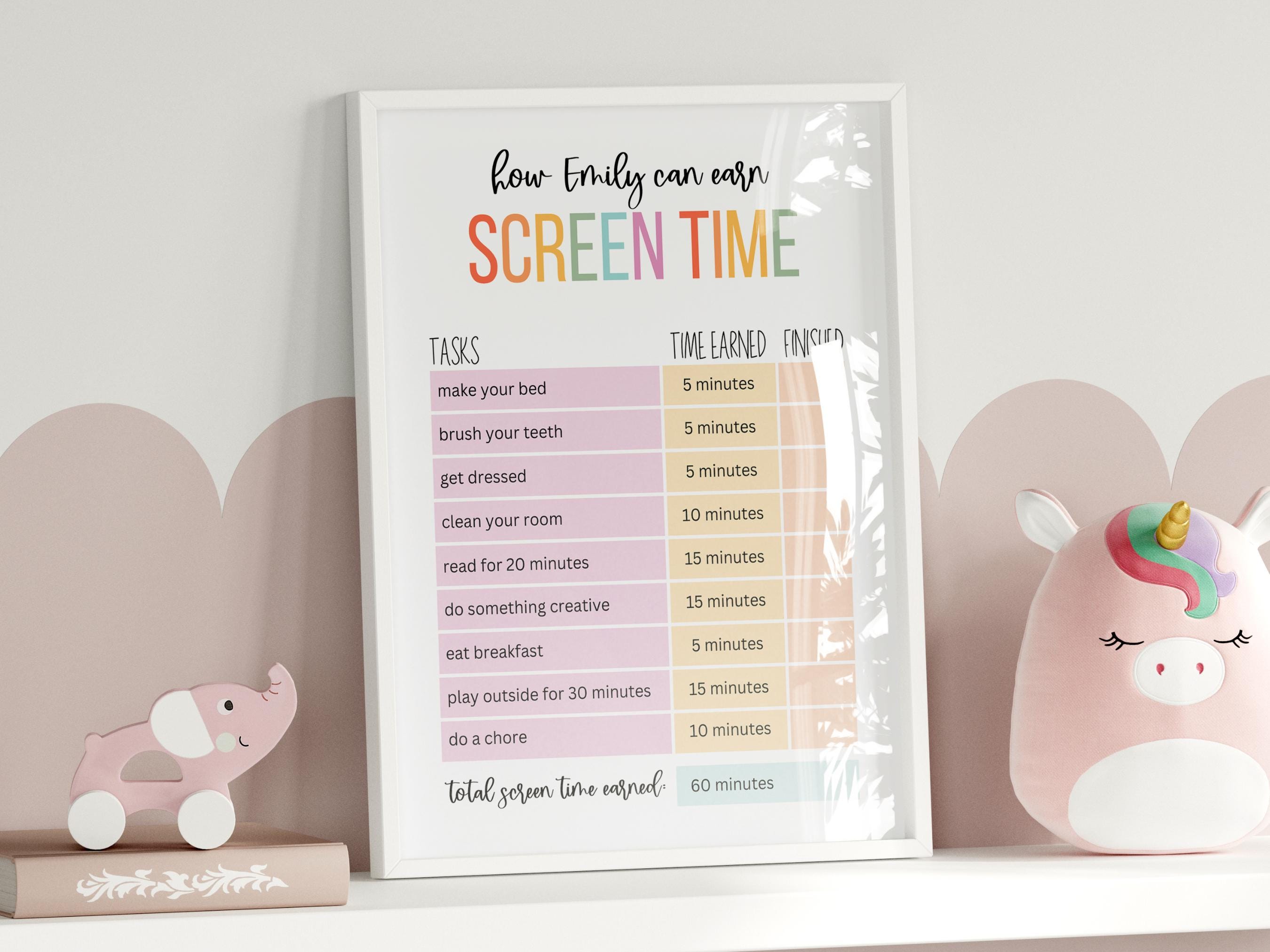 Sticker Chart Screen Time Printable Screen Time Tracker for Kids, Screen Time Chart, Screentime ...