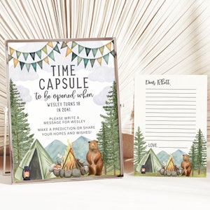 One Happy Camper Birthday Party Time Capsule | Instant Download | Editable Templates | A106