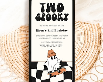 Two Spooky Halloween Birthday Invitation, Two Spooky Invite, 2nd Birthday, Two Spooky Birthday, Instant Download, Spooktacular Party, A144