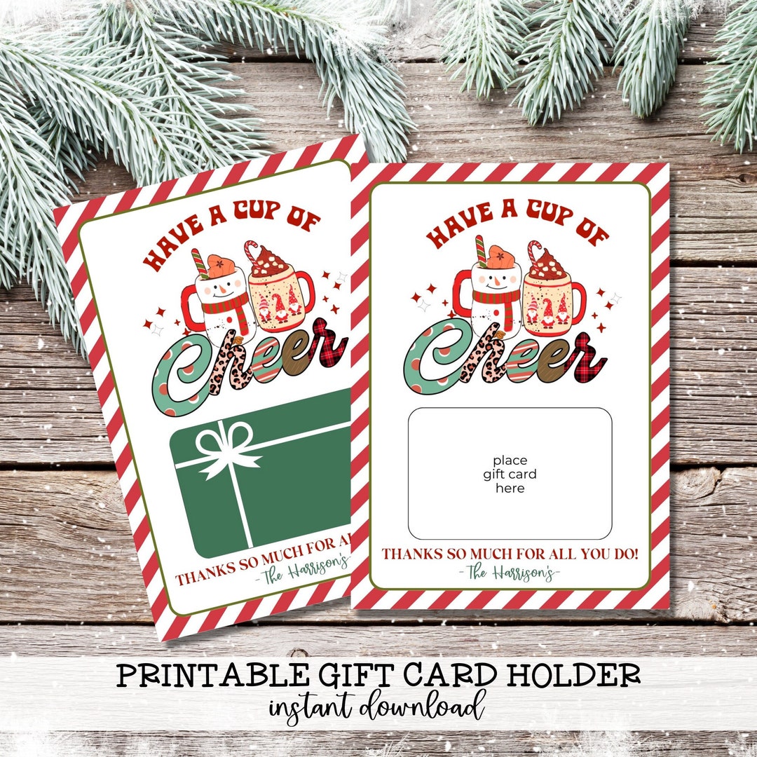 Printable Coffee Gift Card Holder Template Christmas Card - Etsy
