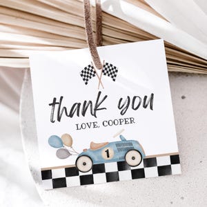 Racecar Birthday, Thank You Tags, Race Car Birthday, Fast One Birthday, Favor Tags, Party Favors, First Birthday, Race Car Party, A137