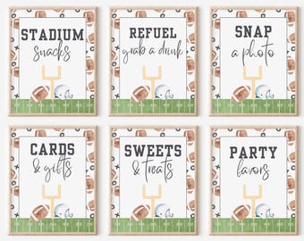 Football Birthday, Football Party Sign Bundle, Instant Download, Editable Template, Food Table Sign, Favor Table Sign, First Year Down, A143