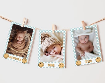 One Happy Dude Photo Banner | Printable First Year Milestone Photos Banner | Instant Download | A102