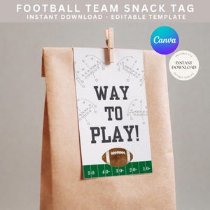 Etiqueta imprimible para refrigerio de equipo de fútbol, descarga instantánea, plantilla editable (2 x 3.5&quot;) A101