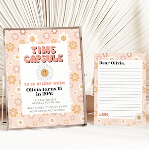 Groovy One Time Kapsel | Zeitkapsel Zeichen und Karten zum Ausdrucken | Erster Geburtstag | Retro Geburtstag | Hippie Geburtstag | A100