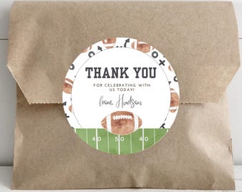 Football Birthday Party Favor Tag, Treat Sticker, Editable Template, Instant Download (2", 2.5" and 3") A143