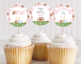 Football Birthday Cupcake Toppers, Football Party, Football Cupcake, Cupcake Topper, Football Toppers, Instant Download, A110