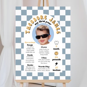 Dusty Blue One Happy Dude, 1st Birthday Milestone, Boy First Birthday, Happy Dude Birthday, Milestone Poster, Smiley Face, A114
