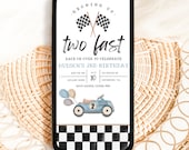 Racecar Birthday Invitation, Second Birthday, Electronic Invite, Car Birthday Invite, Two Fast Invitation, Racing Party Invite, A137