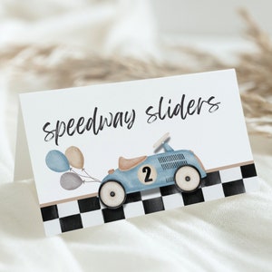 Voedseletiketten raceauto, Fast Party, 2e verjaardag, Tent raceauto, Tent, plaatskaarten, Tweede verjaardag, Raceautofeest, A137