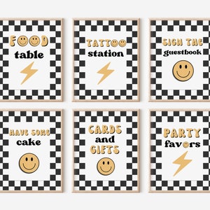 One Happy Dude Birthday | Editable Sign | Boy First Birthday | Happy Dude Birthday | Lightning Bolt | Smiley Face | Checkered | A104