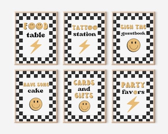 One Happy Dude Birthday | Editable Sign | Boy First Birthday | Happy Dude Birthday | Lightning Bolt | Smiley Face | Checkered | A104