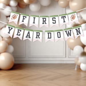 Printable Football Banner, Football Birthday, Football Party, Birthday Banner, First Year Down, Football Decorations, Happy Birthday, A107